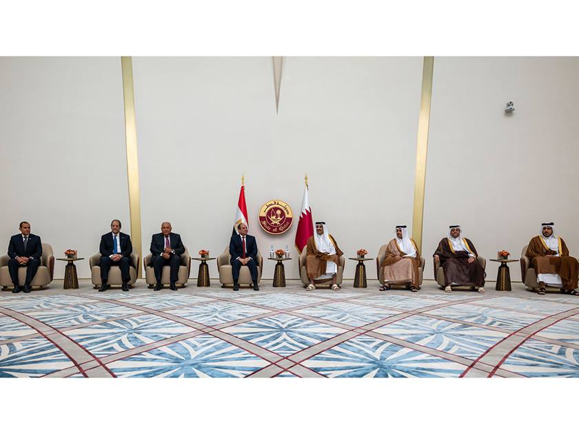 لقاء السيسي والرئيس القطري