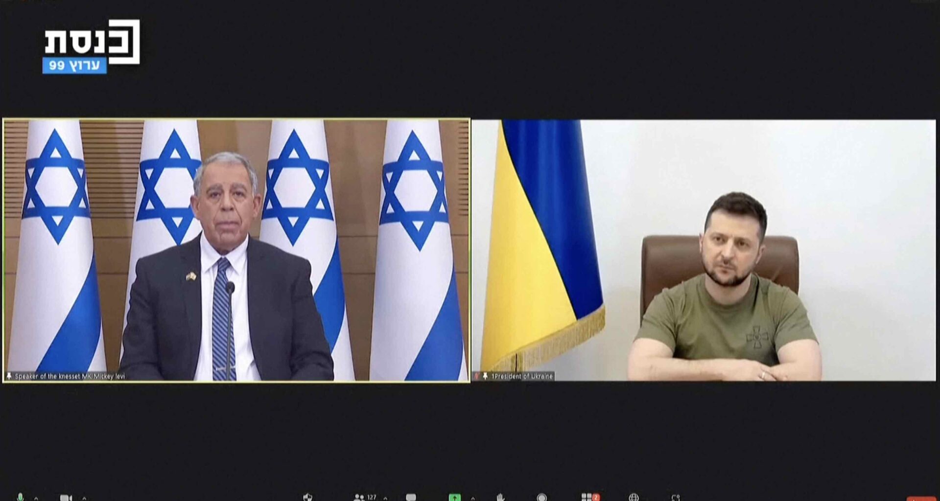 خطاب فولوديمير زيلينسكي امام الكنيست